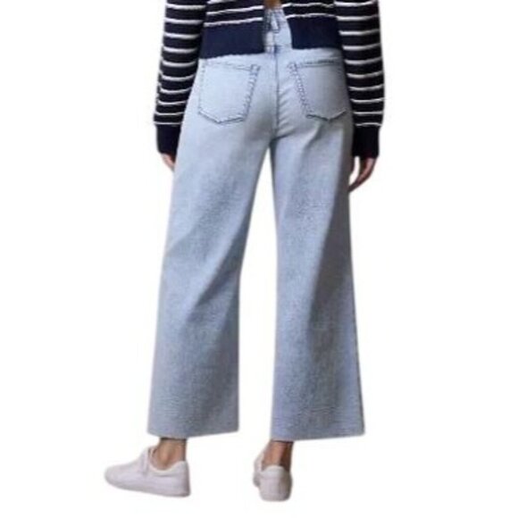 LC Lauren Conrad Womens Super High Rise Raw Hem Wide Leg Jeans Sz 10 New - Picture 2 of 12